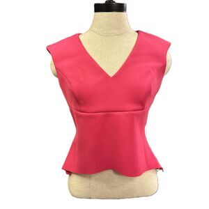 NWT Kay Unger New York Pink V Neck Scalloped Hem Sleeveless Top Size 6